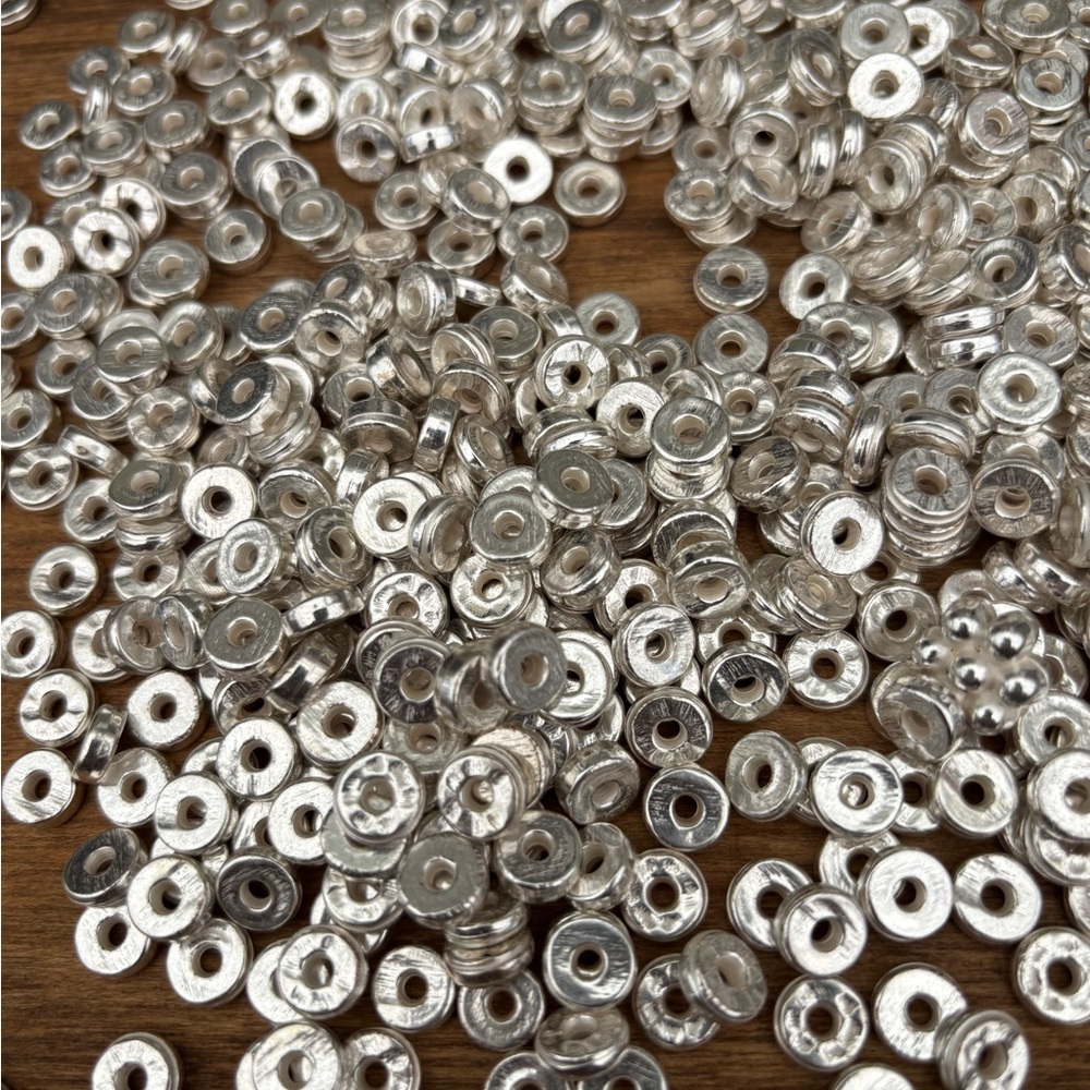 Loose Silver Metal beads - Small Washer Style